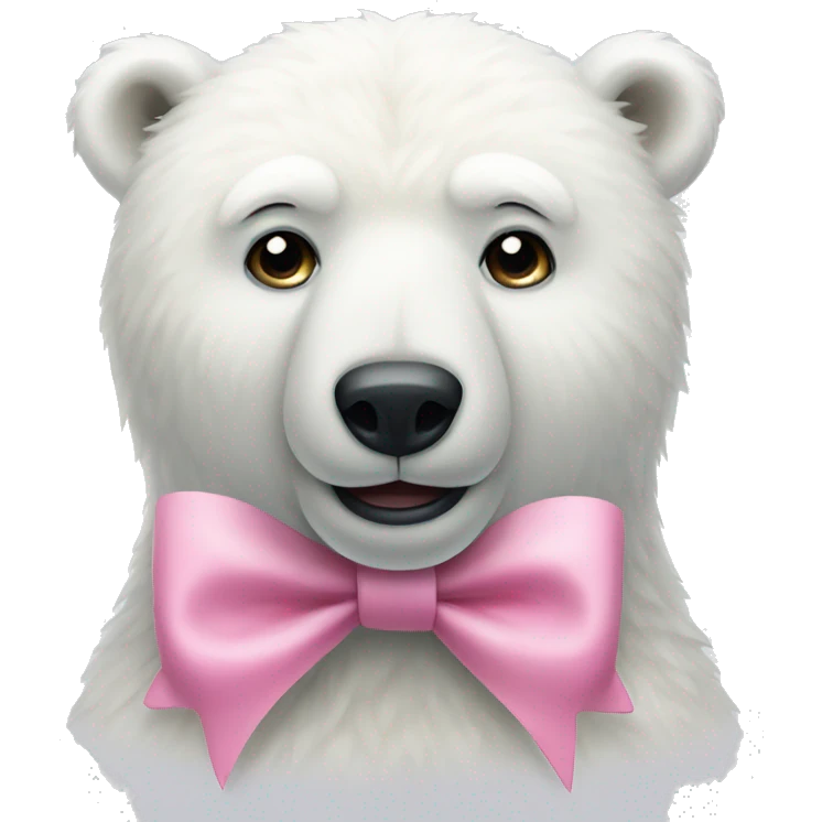 A polar bear wearing a pink bow emoji