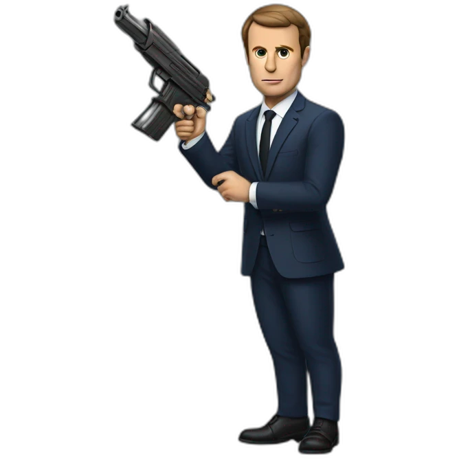 macron avec un pistolet emoji