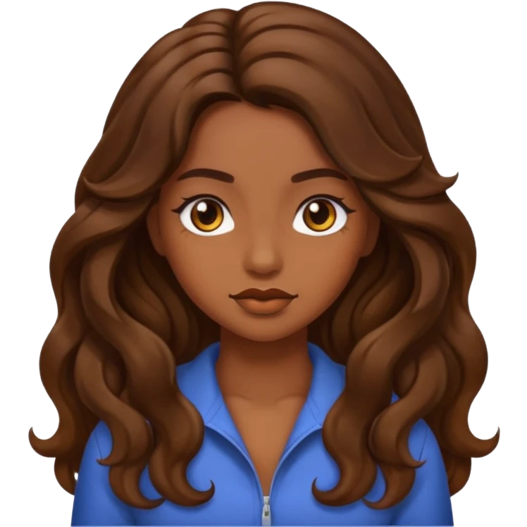 Baddie girl with brown long wavy hair emoji