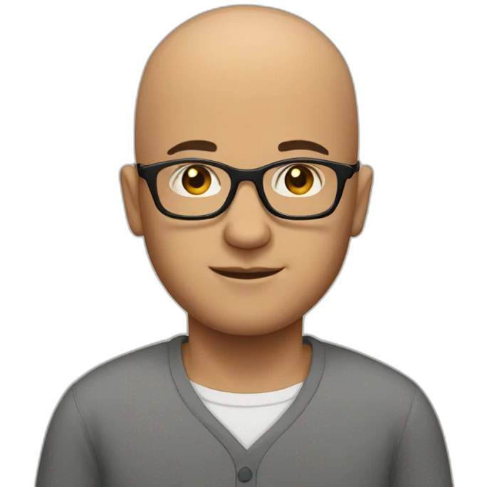 Bald man with glasses emoji