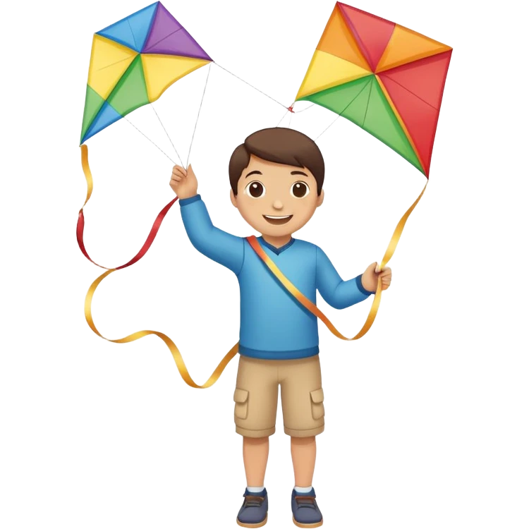 child holding a kite string with kite in the air emoji