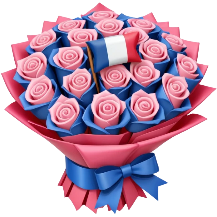 SPAM MEAT rose bouquet wrapped in french flag bow emoji