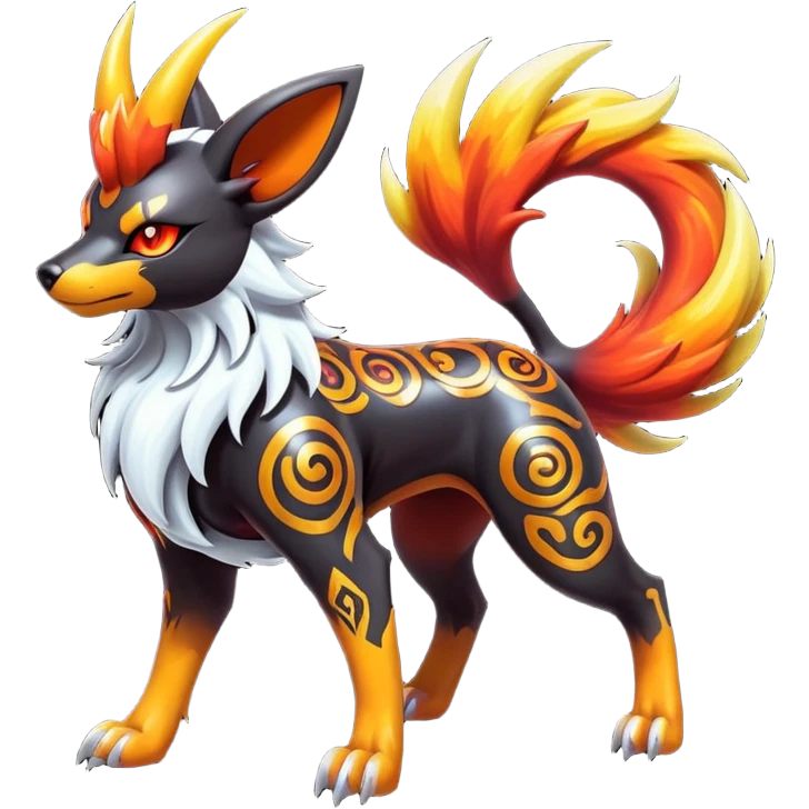Shiny Gothic Exotic Punk’ish Cool Colorful Epic Futuristic Houndoom-Arcanine-Zorua-Torracat-Pokémon-Fakémon-hybrid-creature emoji