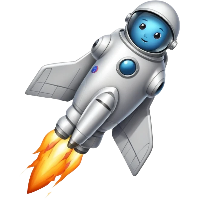 astronaut in a rocket flying through stars emoji