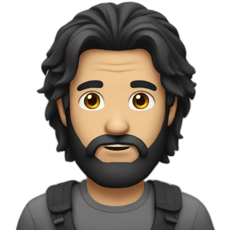 man with long black hair and a beard say idk emoji