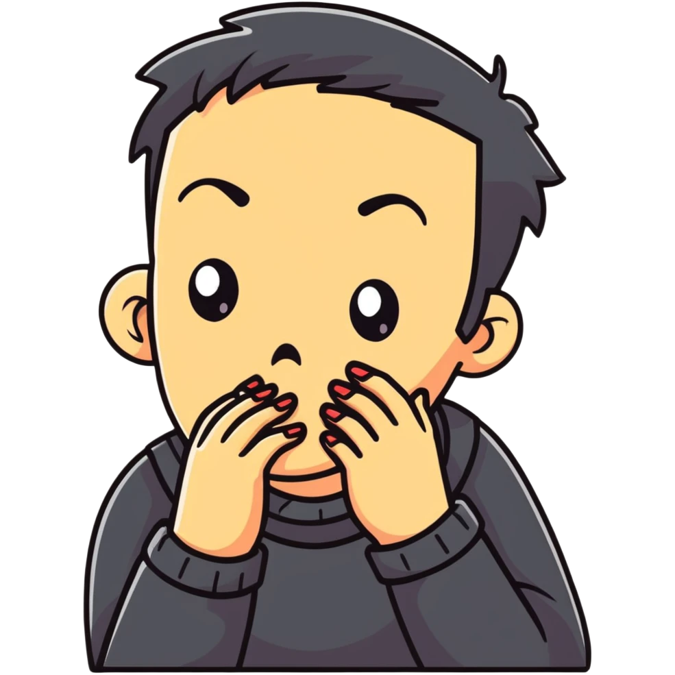 Nervous character biting nails emoji