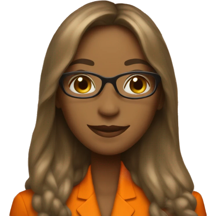 A women wearing orange suite saying thank you festive emoji