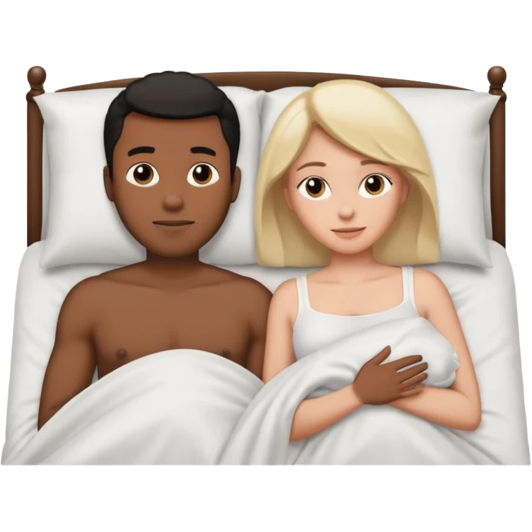 black male white female in bed emoji