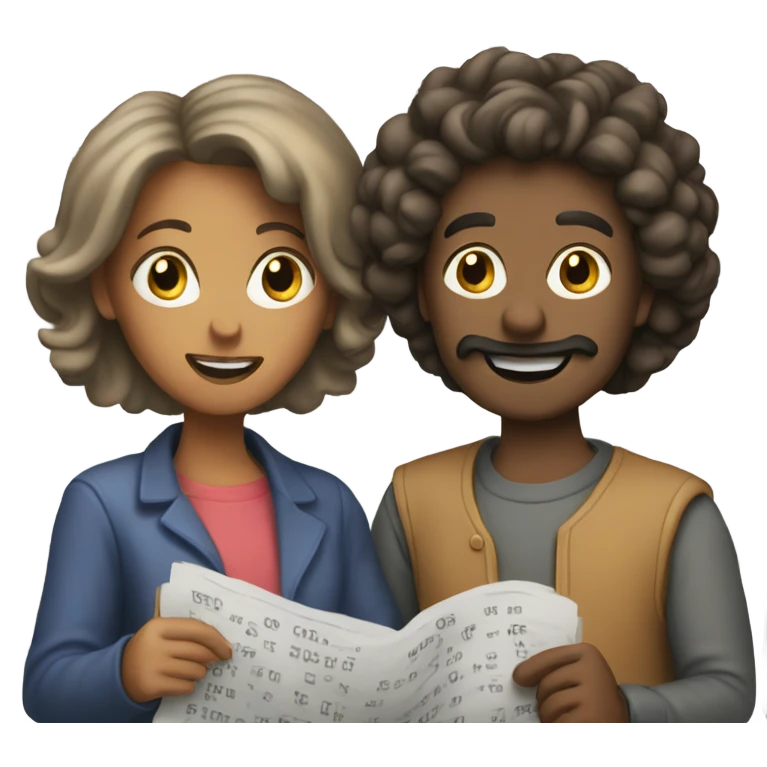 Couple solving crossword puzzle emoji