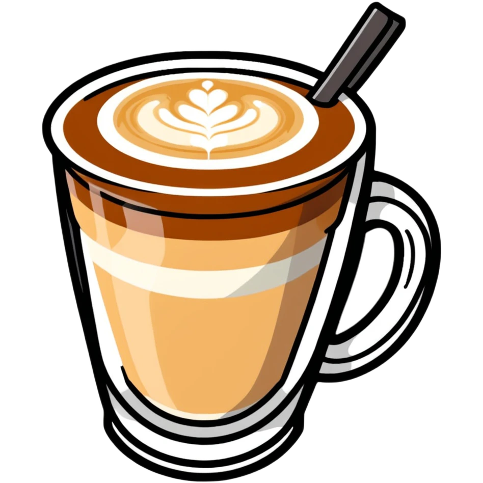expensive artisanal latte in a cafe from upward view perspective, latte art, fancy coffee drink emoji