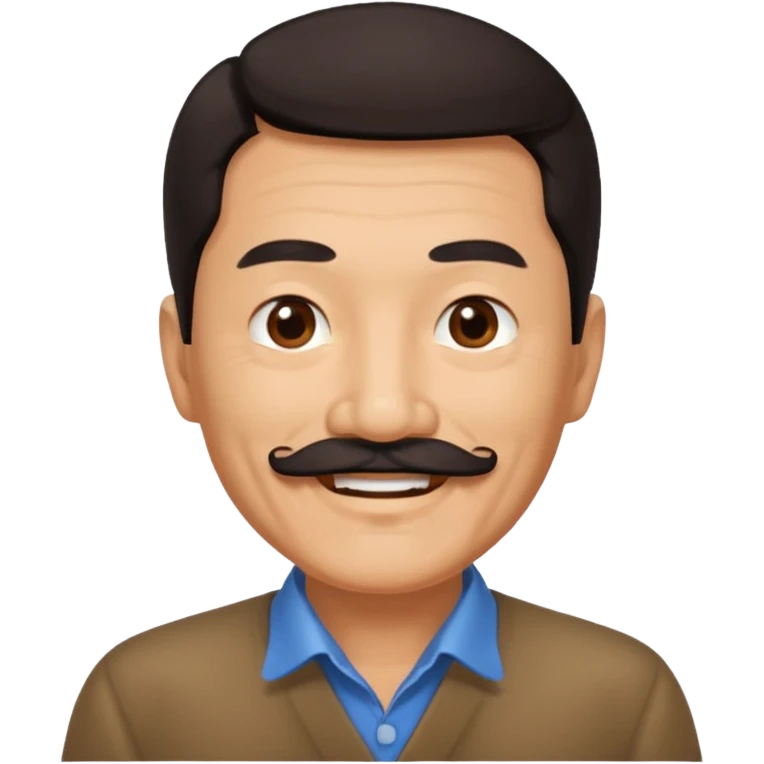 Older Chinese man with dark hair and full turn down mustache emoji
