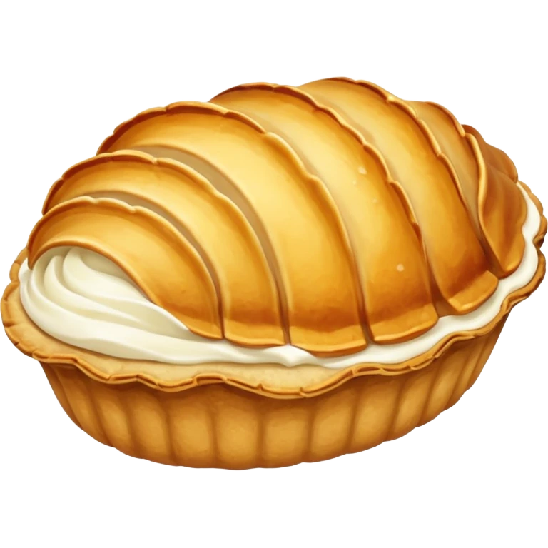 Half-clam shaped baked desert emoji