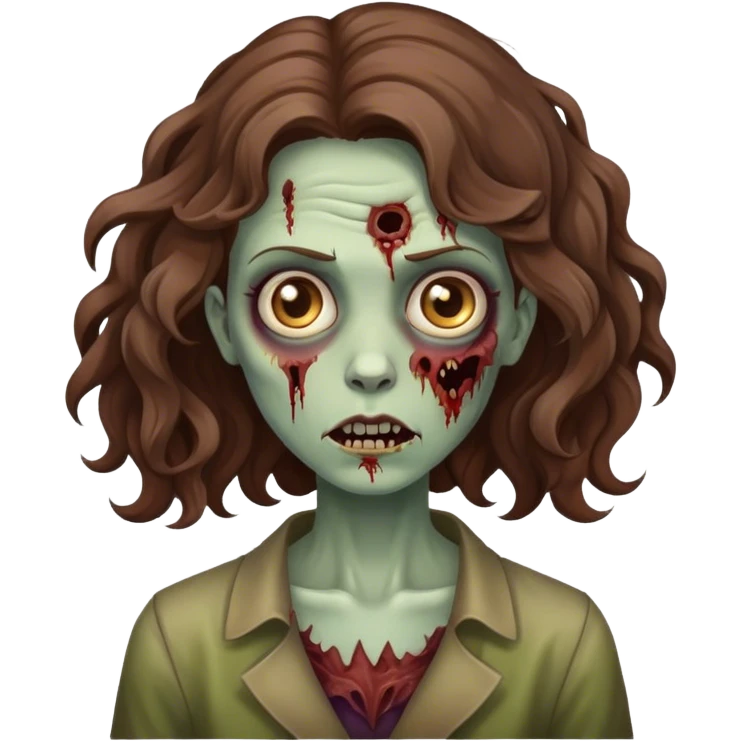 zombie de cabelo marrom ondulado mulher emoji