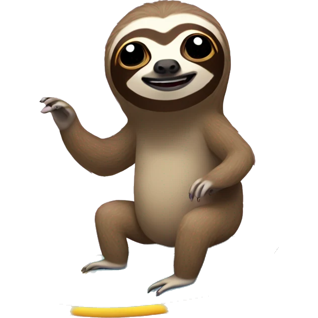 Sloth with a tutu on a surfboard while Dj  emoji
