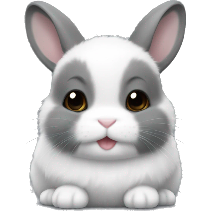 netherland dwarf bunny with dark gray fur and white fur on the bottom emoji