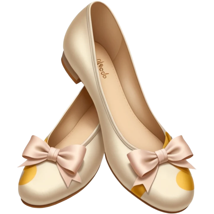 Beige realistic vintage silk bow ballerina shoes emoji