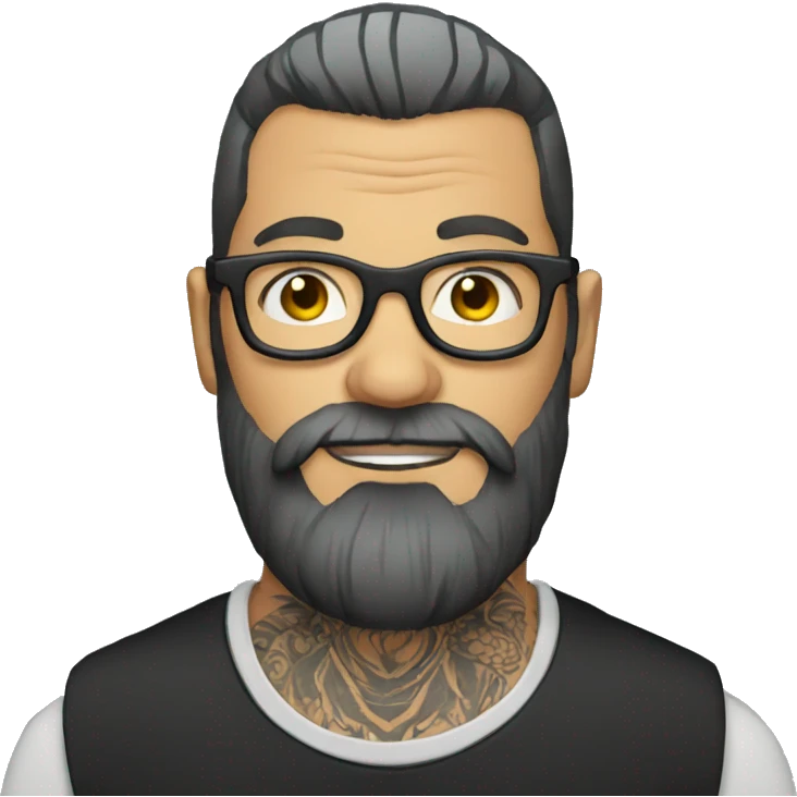 Tattooed beard man with glasses emoji
