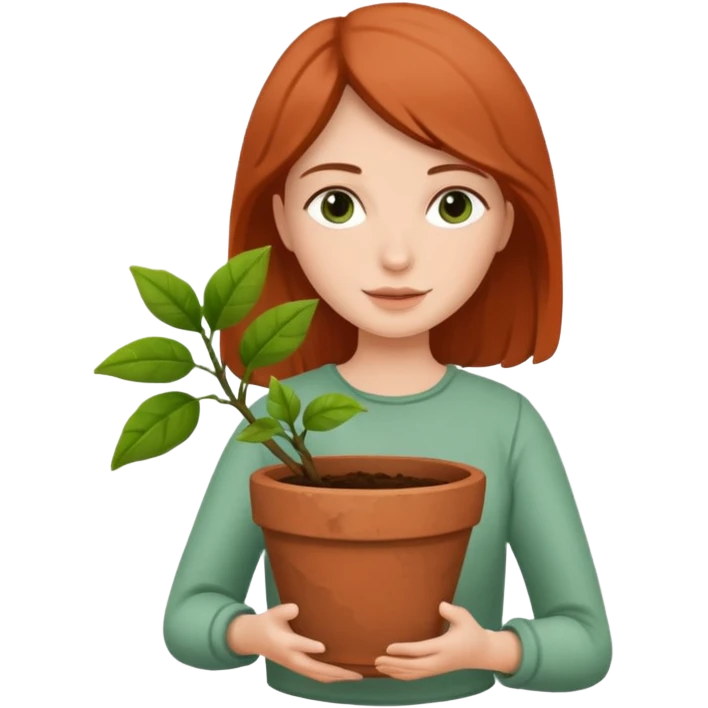 woman holding a flower pot emoji
