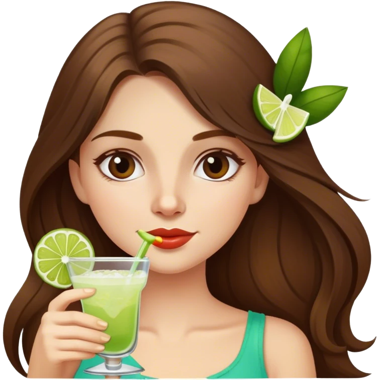 Long-brown-hair-Girl drinking margarita emoji