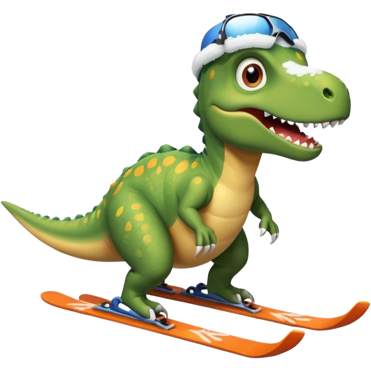 Dinosaur skiing emoji