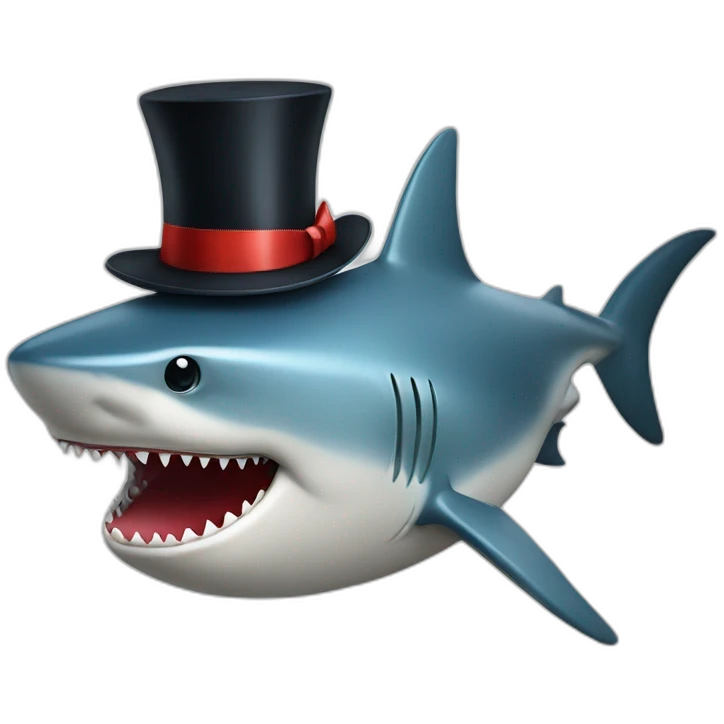 Shark with a top hat emoji