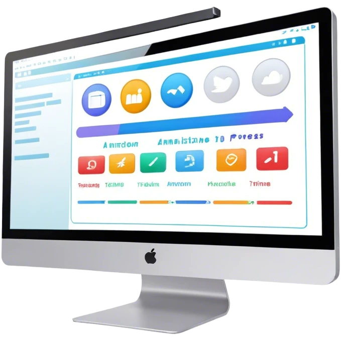 Create an emoji for animation and motion design. Show a computer monitor displaying the animation creation process, with a timeline, keyframes, and motion effects. Use modern, vibrant colors. No emojis or smiley faces. Transparent background. emoji