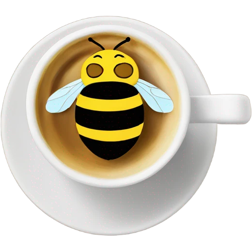 Bumble bee coffee cup with coffee in it emoji