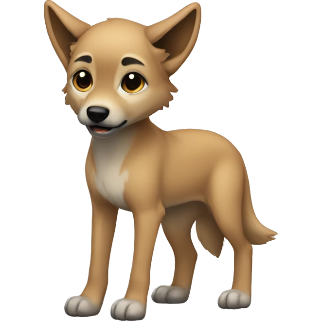 4 very short legs a light brown puppy-like wolf with black ears emoji