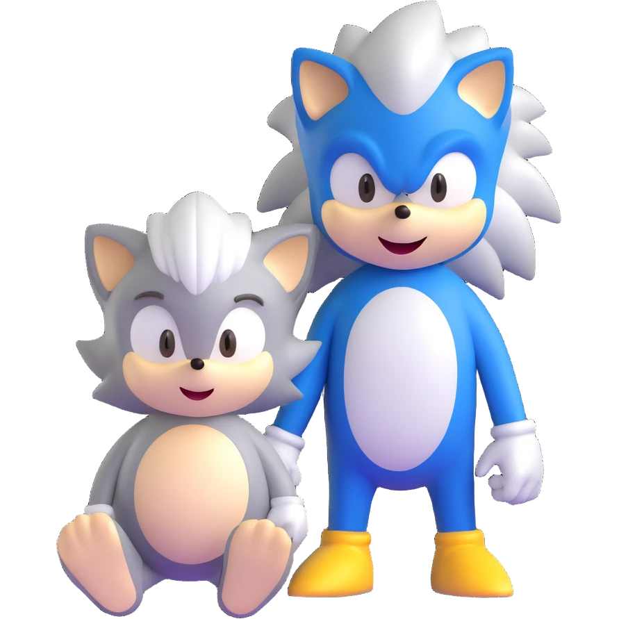 Baby Sonic the Hedgehog and baby Silver the Hedgehog together emoji