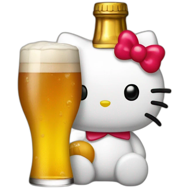 hello kitty avec une bière emoji