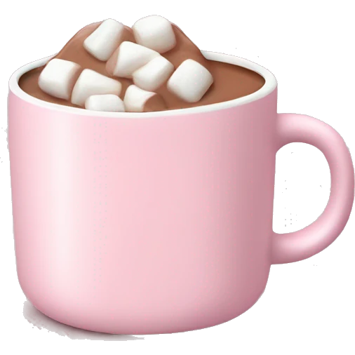 Light Pink mug of hot chocolate with marshmallows  emoji
