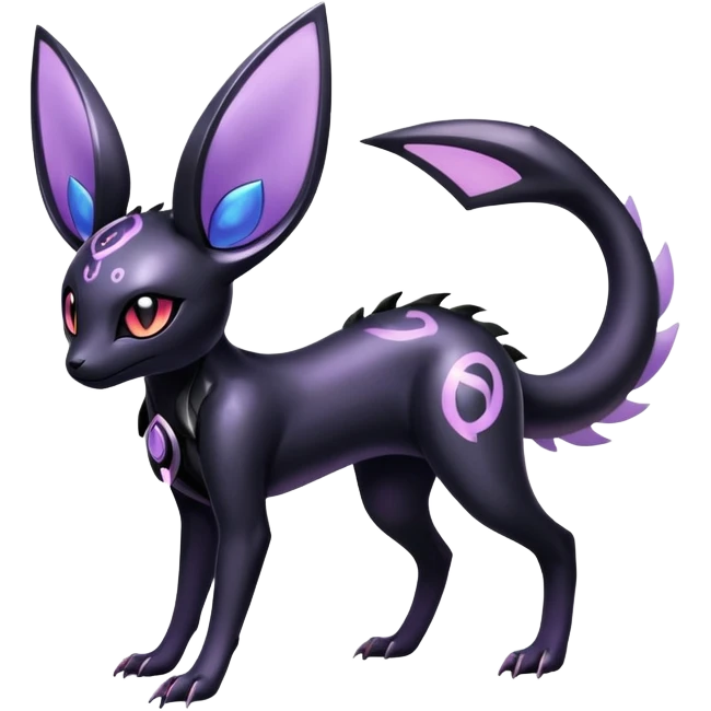 Shiny Ethereal Celestial Futuristic Modern Cyber-Salandit-Umbreon-Espeon-Hybrid (Full body) emoji