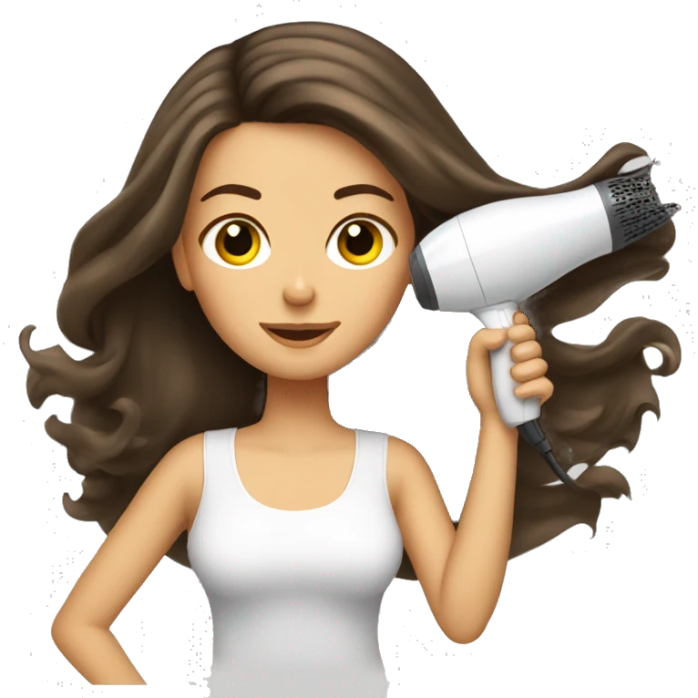 Brunette girl blow drying hair emoji