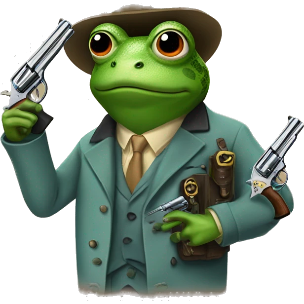 frog with a revolver with sheldon cooper emoji