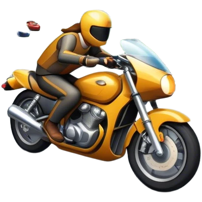 An icon showing a motorcycle and car speeding through a cityscape, with roads and curves ahead. The vehicles leave dynamic trails of speed, representing the thrill of racing and adventure. The background is transparent, focusing on the power and freedom of both cars and motorcycles. emoji