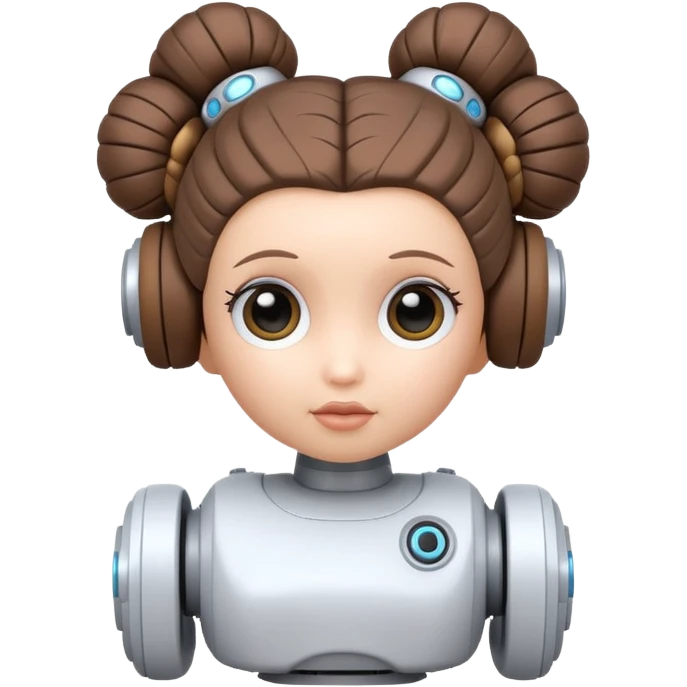 cute robot toy with Princess Leia's hair buns emoji