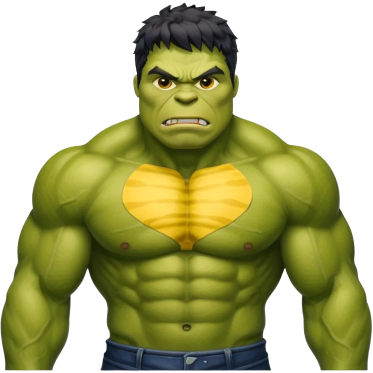 a Hulk wearing ancient animal skin cloth, half body, icon, yellow skin, spring emoji