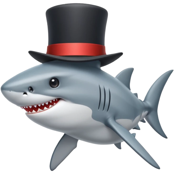 Shark with a top hat emoji