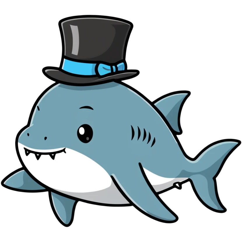 Shark with a top hat emoji