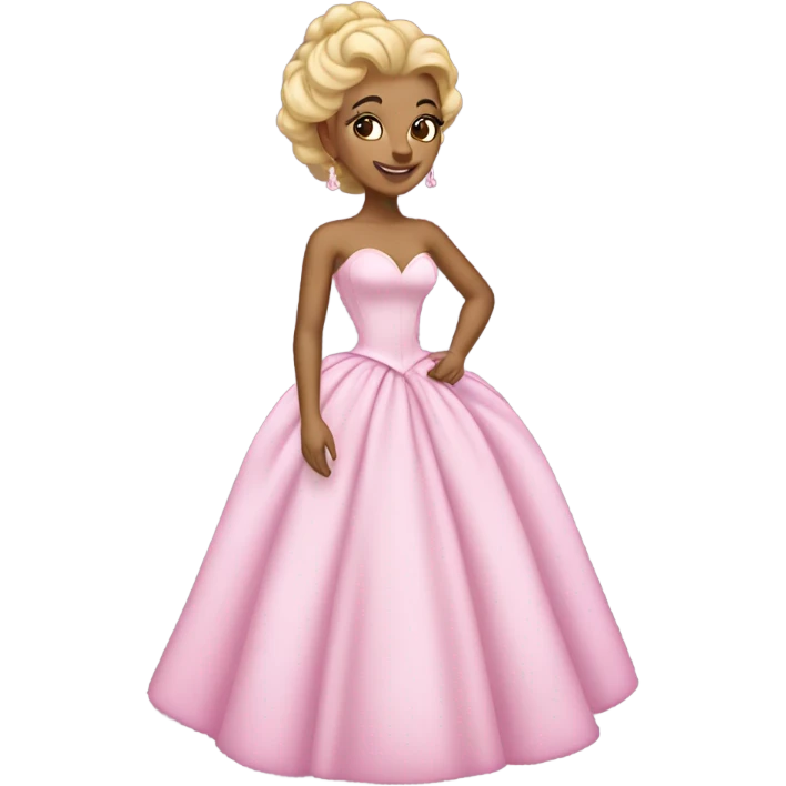 Princess with pink ballgown and light skin and big blonde hair updo pretty detailed realistic  emoji
