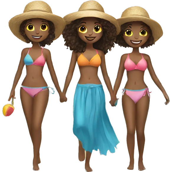 3 girls beach emoji