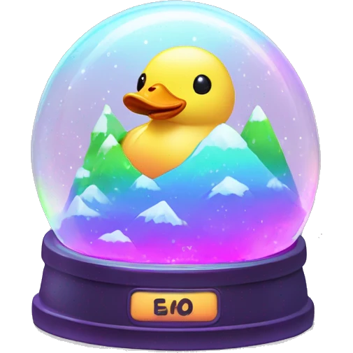 Kawaii rainbow neon duck mountain snow globe  emoji