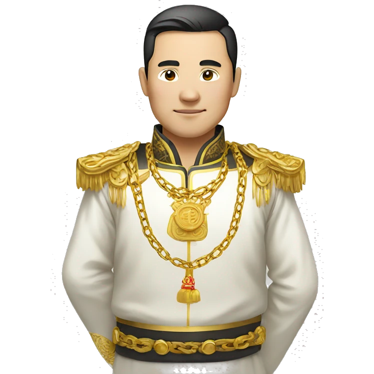 rich chinese man with gold chain in national dress emoji