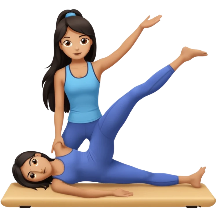 One long dark haired girl doing pilates emoji