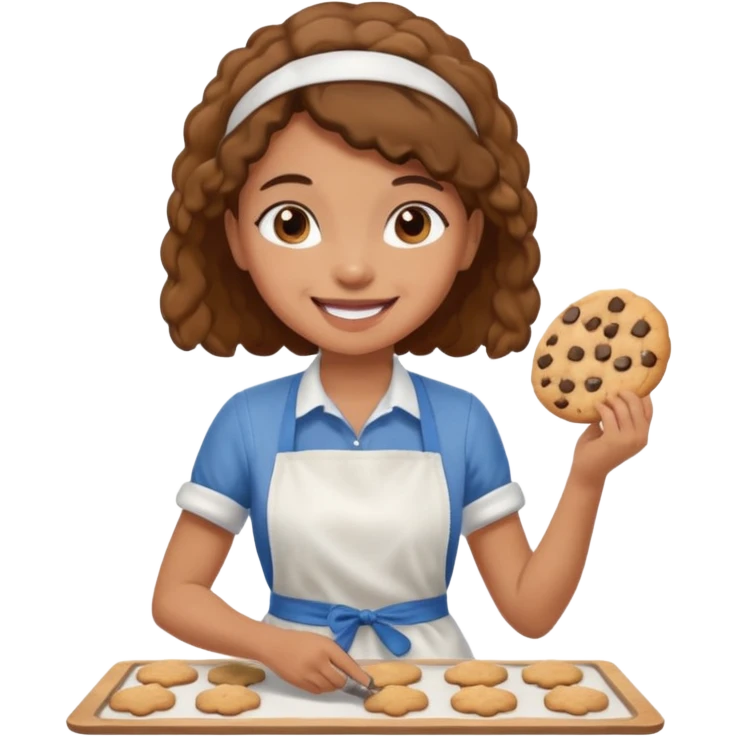 light brown skinned girl making cookies emoji