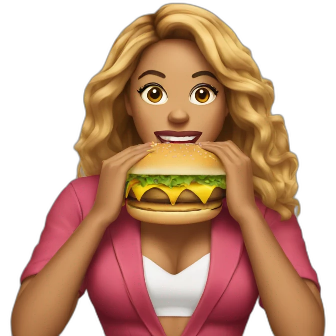 Beyoncé eating a burger emoji