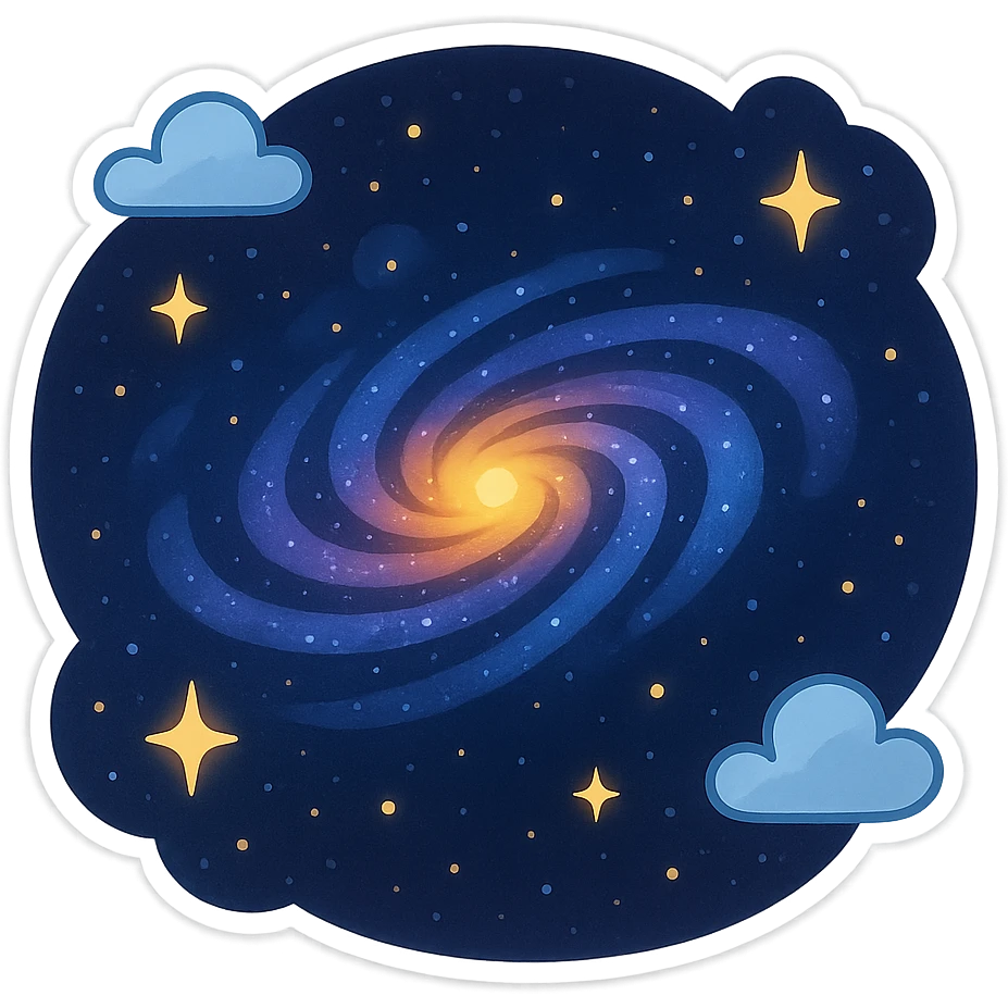 一个浩瀚的宇宙，宇宙的中心有一个星河 emoji