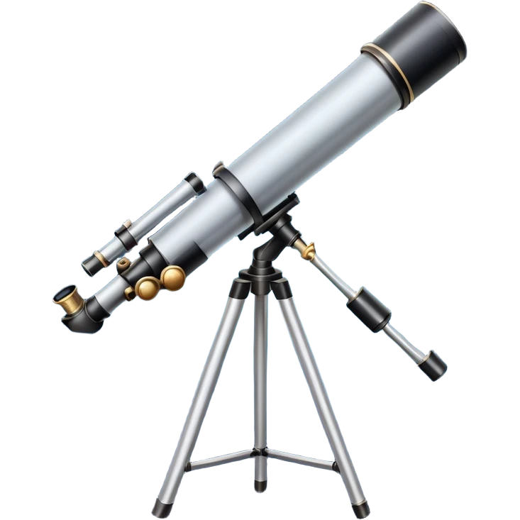 An icon featuring a telescope, stars, and a planet, symbolizing astronomy. The design includes a crescent moon, distant galaxies, and constellations, representing the study of space and celestial bodies. Transparent background highlights the exploration of the universe and cosmic phenomena. emoji