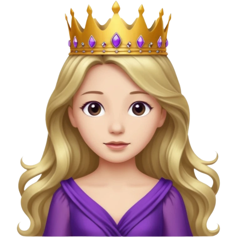 girl with crown long hair purple dress emoji