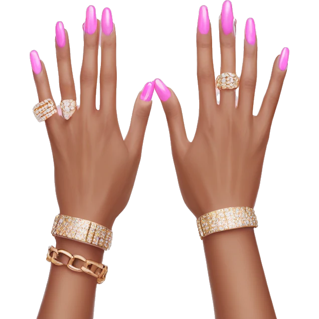 light hand luxury bracelet pink nails emoji